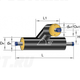 Тройниковое ответвление Ст 219 45 1-ППУ-ПЭ в ППУ изоляции