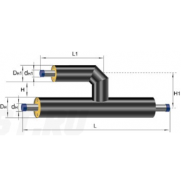 Тройник параллельный Ст 133 108 1-ППУ-ПЭ в ППУ изоляции