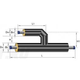 Тройник параллельный Ст 273 76 1-ППУ-ПЭ в ППУ изоляции