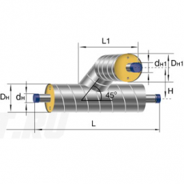 Тройниковое ответвление Ст 159 45 1-ППУ-ОЦ в ППУ изоляции